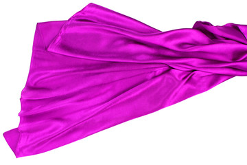 purple rippling silk fabric on white background
