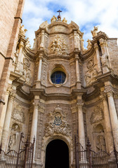 Fototapeta premium Valencia cathedral Seu facade in plaza de la Reina