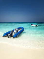 Foto op Canvas Inflatable boat on the tropical island, Tachai island, Thailand © naatphoto