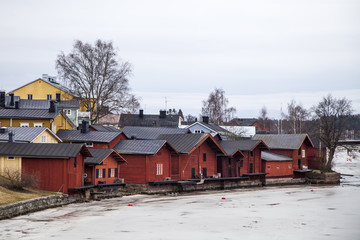 Old Riverside Storehouses In Porvoo