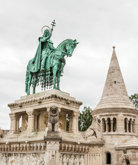 Fototapeta na wymiar King Saint Stephen statue at Matthias Church, Budapest, Hungary