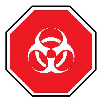 Symbole Danger biologique dans un panneau Stop