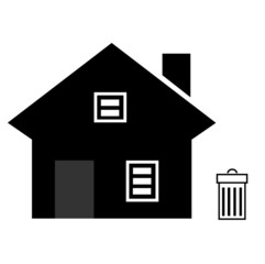 Poubelle et une maison