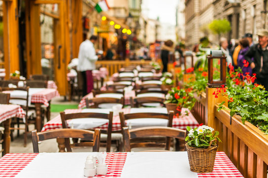 Street restaurant in Budapest, Hungary