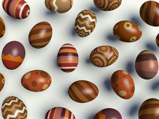 Group of brown Easter eggs.