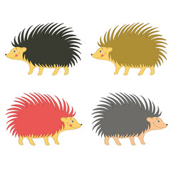 Cartoon Vector Illustration of Cute Hedgehogs Wild Mammal Set