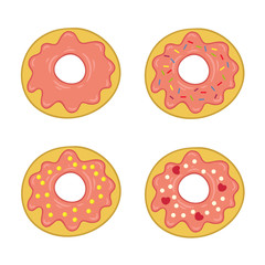 donut in colored icing, set