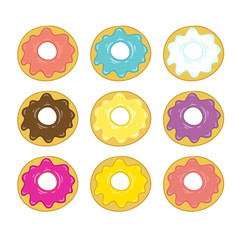 Fototapeta premium donut in colored icing, set