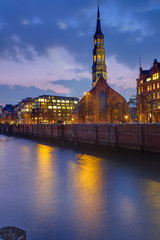 Church at dawn in Hamburg