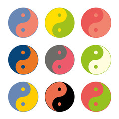 Yin yang symbols set