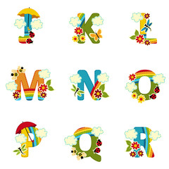 alphabet rainbow from J to R - vector illustration