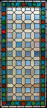 stained glass window of colored glass