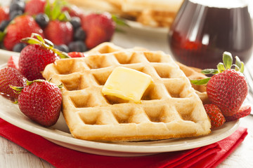 Homemade Belgian Waffles with Fruit