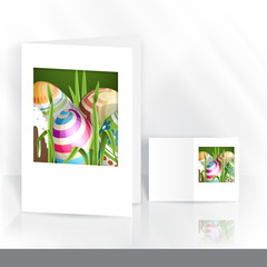 Easter Background With Eggs In Grass.