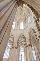 Obraz premium Batalha Monastery. Gothic style columns and ornate ceiling