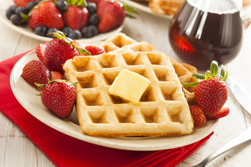 Homemade Belgian Waffles with Fruit