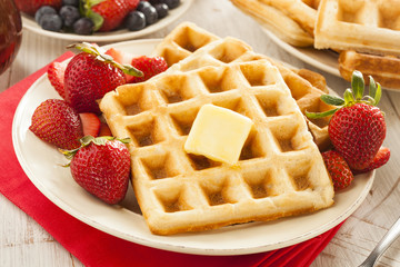 Homemade Belgian Waffles with Fruit