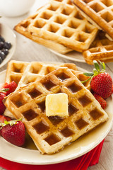 Homemade Belgian Waffles with Fruit