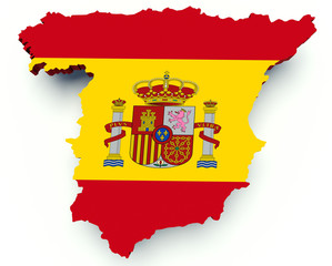 Map of Spain with flag colors. 3d render