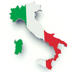 Map of Italy with flag colors. 3d render