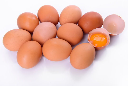 heap of eggs isolated