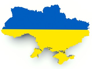 Obraz premium Map of Ukraine with flag colors. 3d render