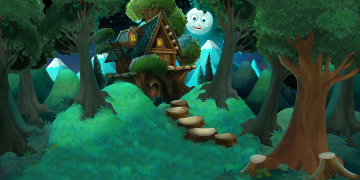 Fable stage - cartoon illustration for the children