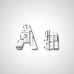 Colorful letter alphabet, abstract illustration