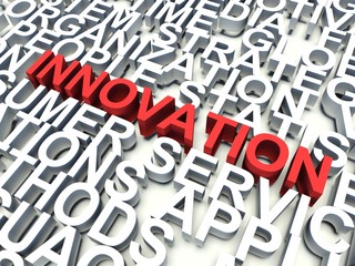 Word Innovation in red. Keyword concept.