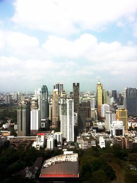 many high buildings with sky behide