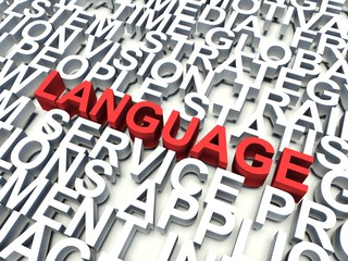 Word Language in red. Keyword concept.