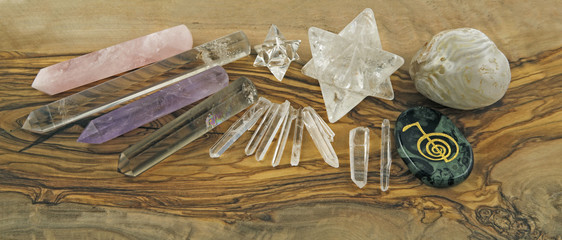 Crystal Healer's Tools on Olive wood panel