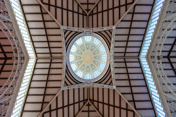 Fototapeta premium Valencia Mercado Central market dome indoor detail Spain