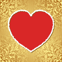 red heart on golden background