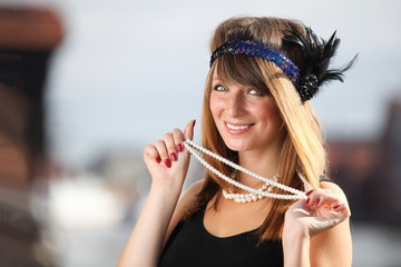 Flapper girl vintage woman in 1920s style Gdansk