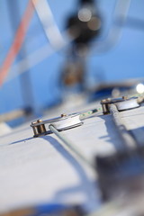 Yachting. Sailboat and ropes detail