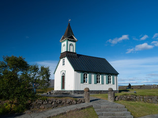Fototapeta premium Pingvallkirkja church in Thingvellir