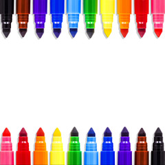 Colored markers isolated on white background