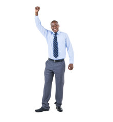 Cheerful African Businessman Celebrating