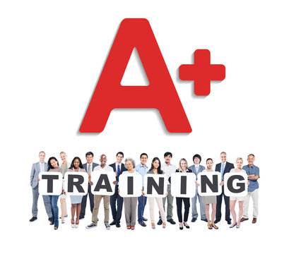 Diverse People Holding The Word Training - Powered by Adobe