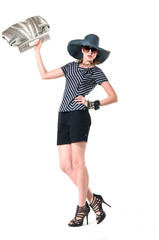 Full body Young l woman style isolated wearing a hat