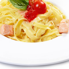 Fettuccini with salmon and creamy sauce