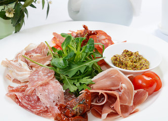 Assorted Italian sausages as a  background