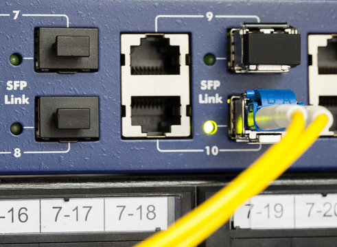 Optic fiber and SFP connected to switch