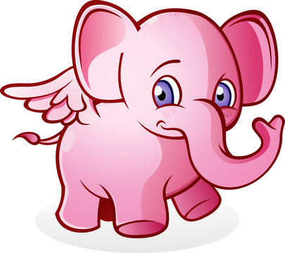 Flying Pink Elephant Cartoon Character