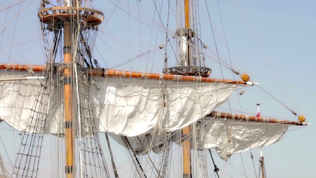 Closed sails - Antique pirate sail ship