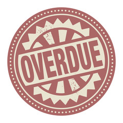 Abstract stamp or label with the text Overdue written inside