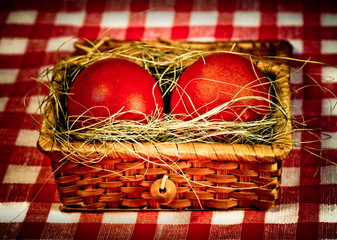 Easter  red eggs in retro style