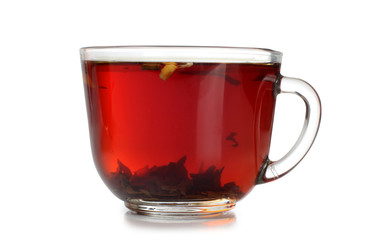 Glass cup with tea