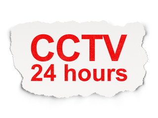 Security concept: CCTV 24 hours on Paper background